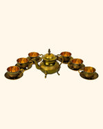 Brass Rajwadi Cup Saucer Set With Kettle