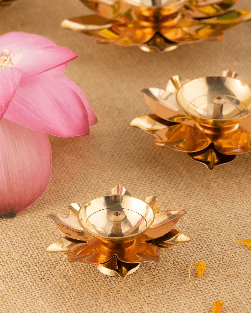 Pure Brass Copper Lotus Deep Set of 4