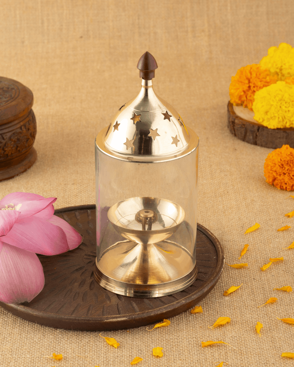 Brass Cylindrical Akhand Diya 