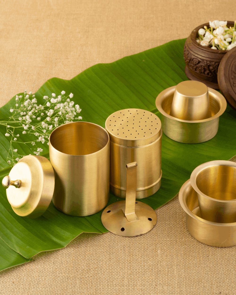 Authentic Brass Elite Coffee Filter with Coffee Dabra Set of 2 