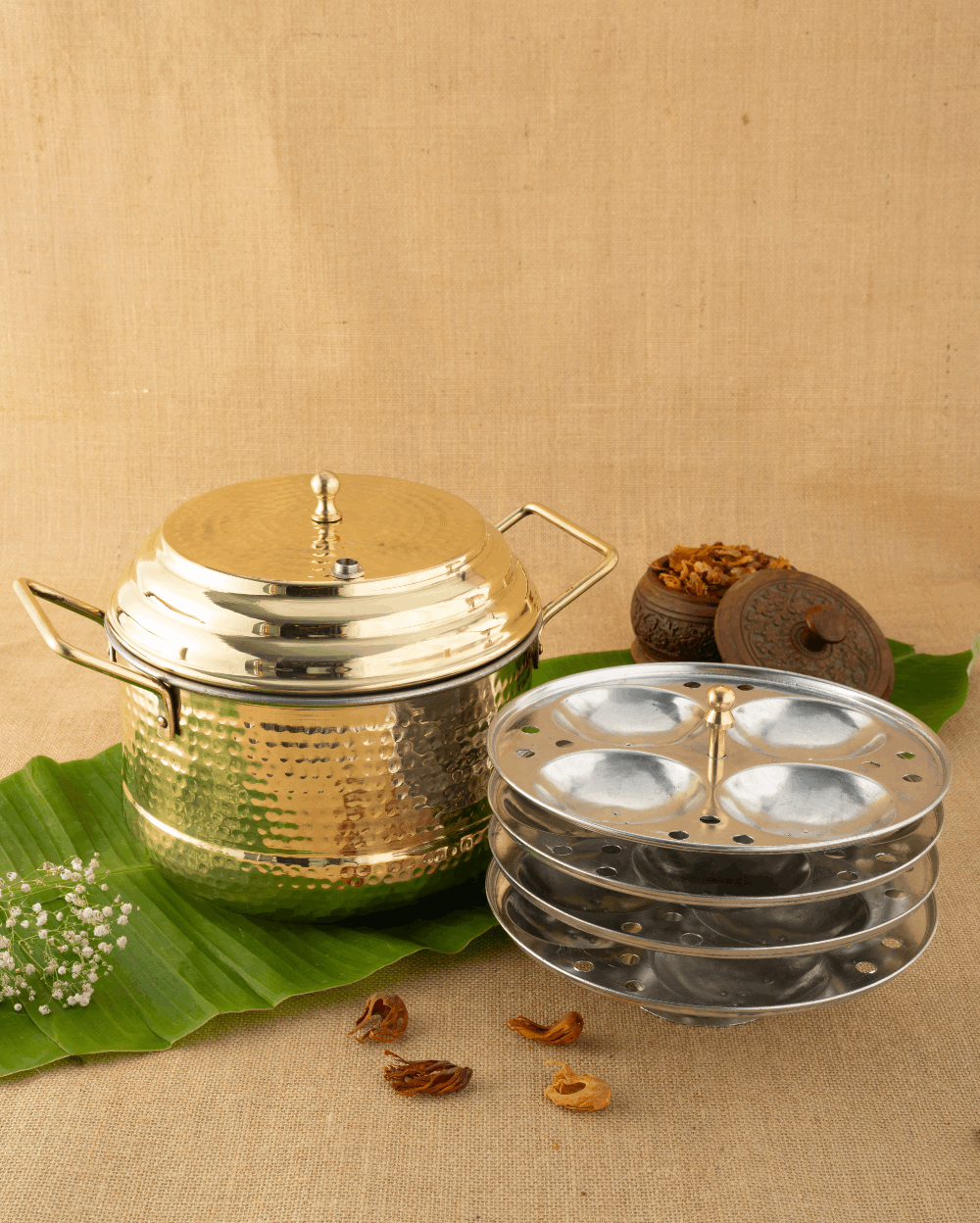 Classic Brass Hefty Idli Cooker Tin Coated