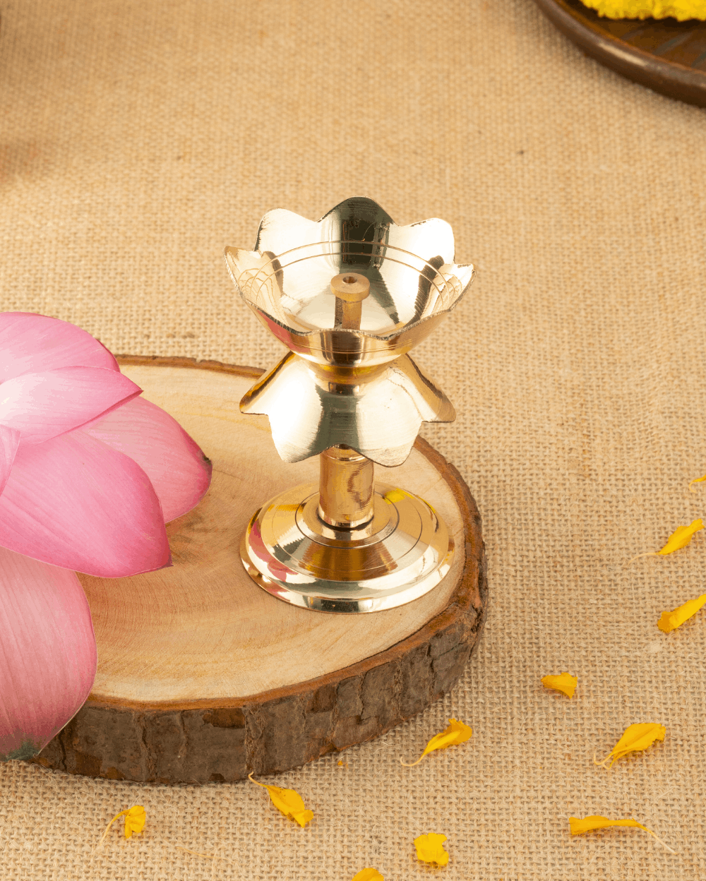 Pure Brass Lotus Stand Diya