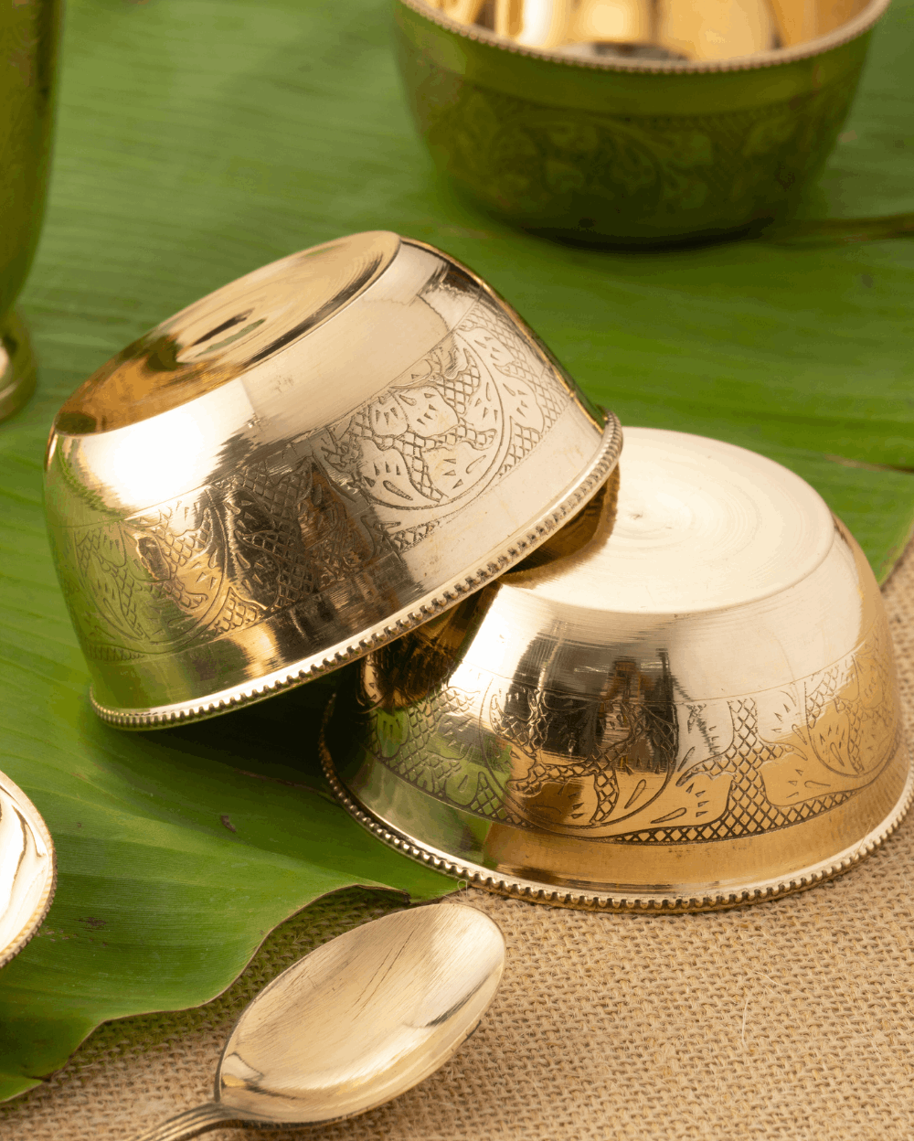 Classic Brass Luxe Thali set Engraved