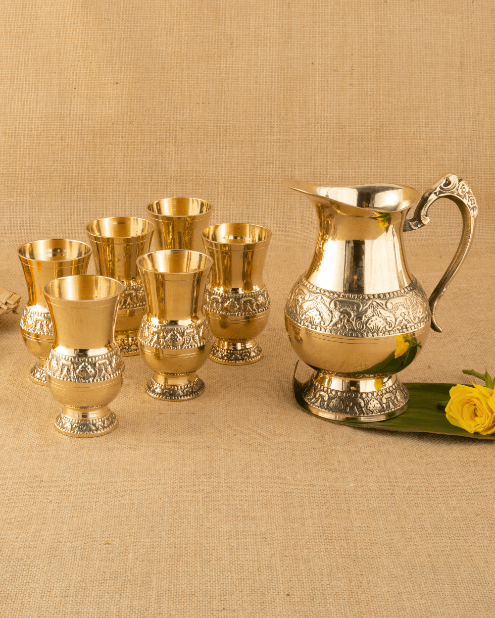 Brass Monarch Jug & Glass Set