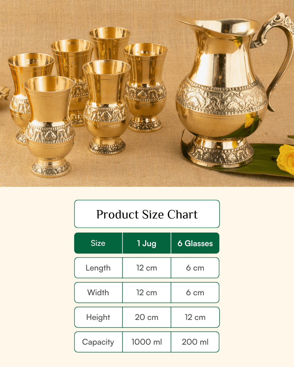 Premium Brass Monarch Jug & Glass Set