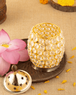 Authentic Brass Oval Crystal Akhand Diya