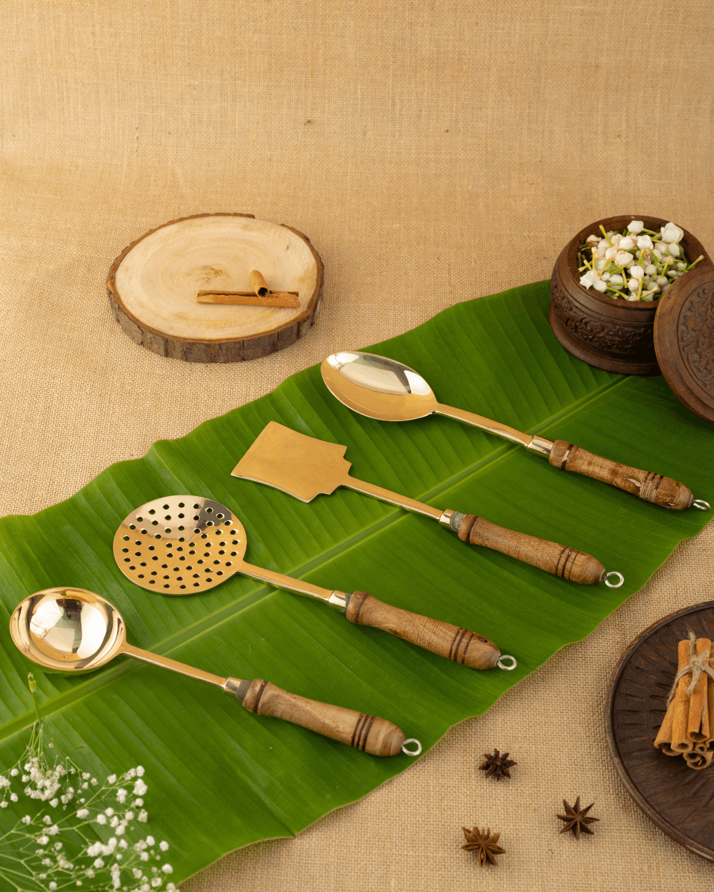 Brass Premium Chamcha Set