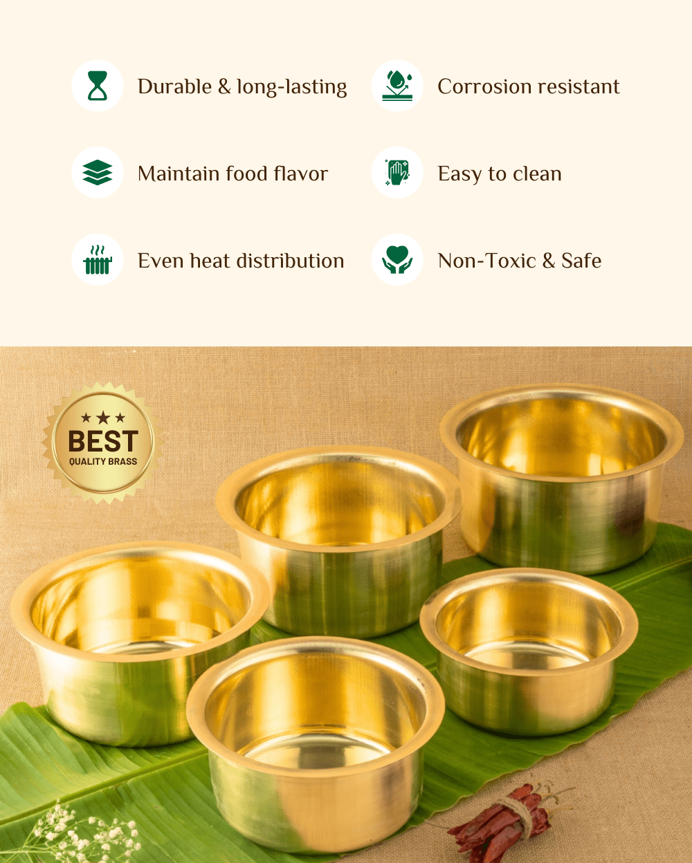 Brass Sterling Cooking Pot/Tope Set