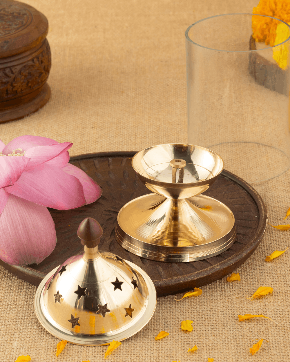 Authentic Brass Cylindrical Akhand Diya 