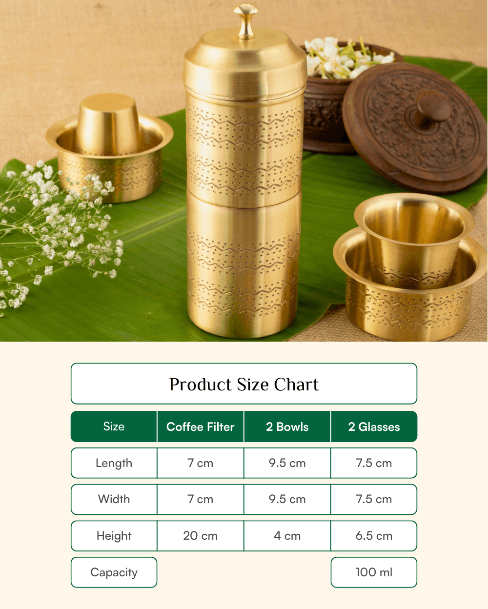 Premium Brass Elite Coffee Filter with Coffee Dabra Set of 2 Engraved
