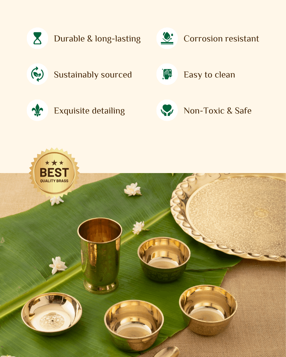 Benefits Of Brass Luxe Thali set Engraved