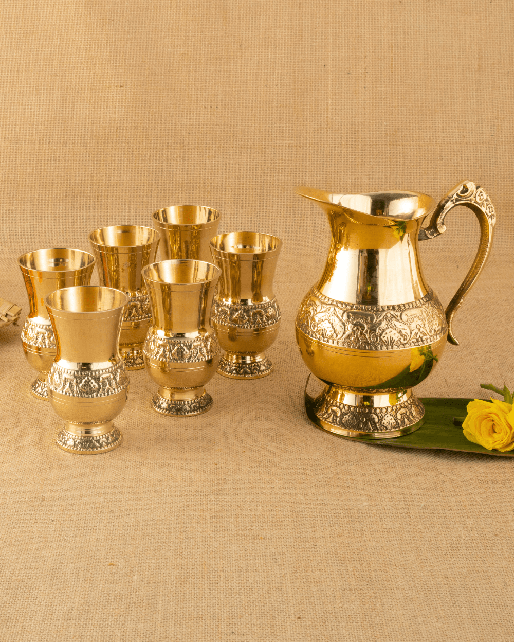 Brass Monarch Jug & Glass Set