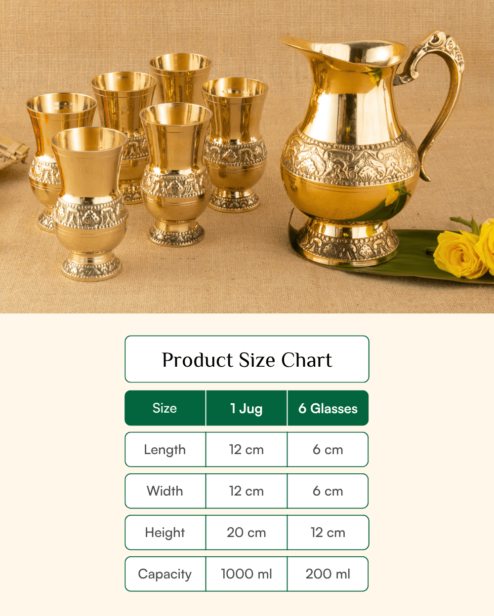 Premium Brass Monarch Jug & Glass Set