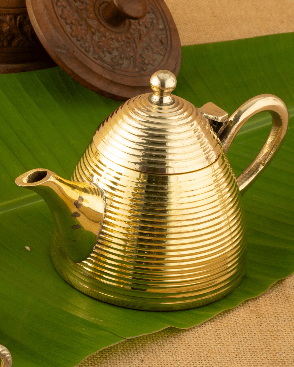 Authentic Brass Premium Cup Saucer Set with Kettle
