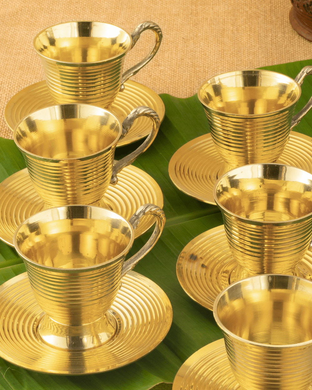 Royal Brass Premium Cup Saucer Set with Kettle
