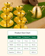 Premium Brass Premium Cup Saucer Set with Kettle
