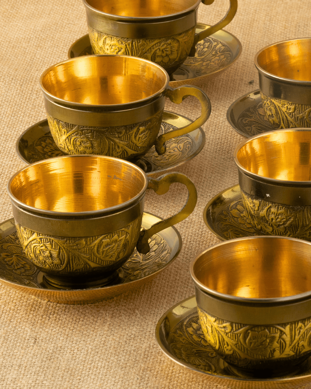 Royal Brass Rajwadi Cup Saucer Set With Kettle