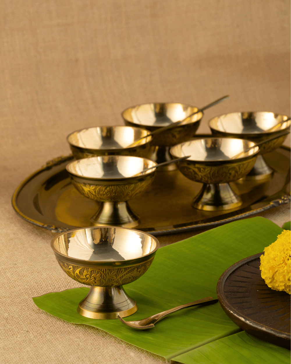 Brass Rajwadi Ice Cream Cup Set