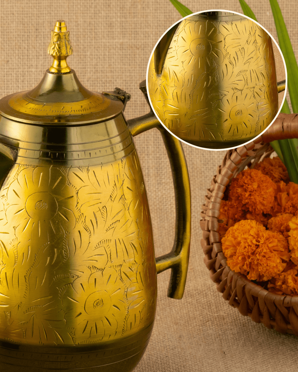 Authentic Brass Rajwadi Jug & Glass Set