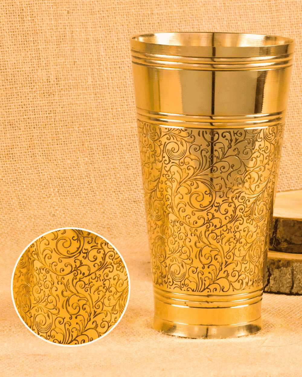 Premium Brass Robust Lassi Glass Engraved