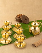 Brass Royal Cup Saucer Set with Kettle