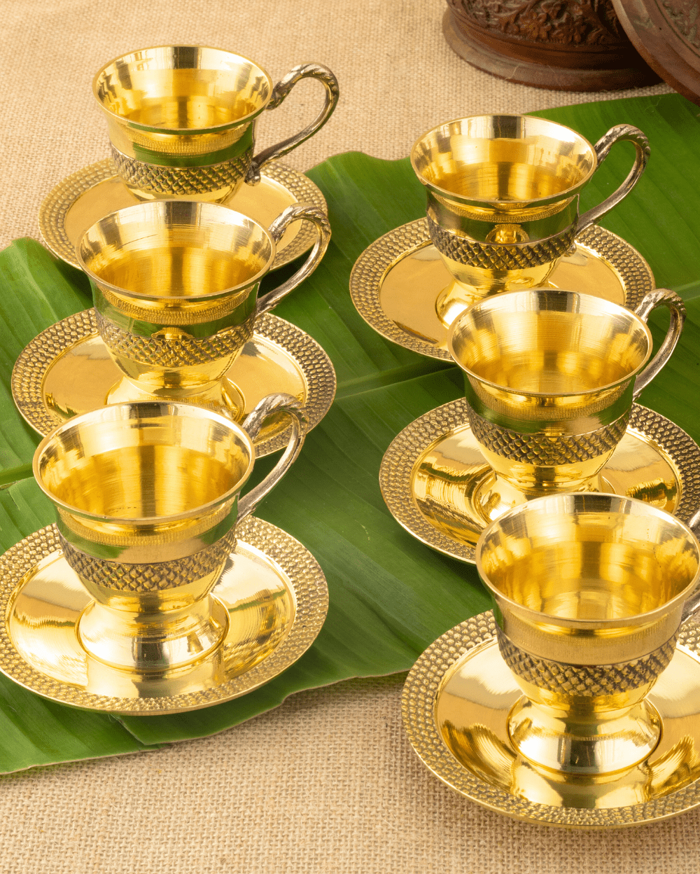 Royal Brass Royal Cup Saucer Set with Kettle