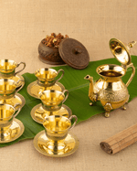 Brass Royal Cup Saucer Set with Kettle