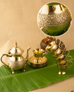 Natural Brass Royal Cup Saucer Set with Kettle