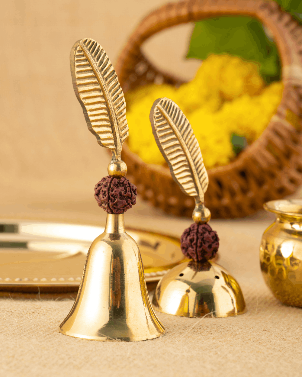 Pure Brass Rudraksha Pooja Set