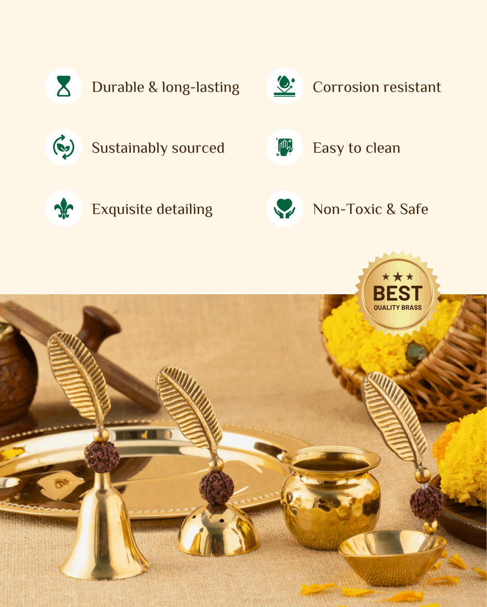 Benefits Of Brass Rudraksha Pooja Set