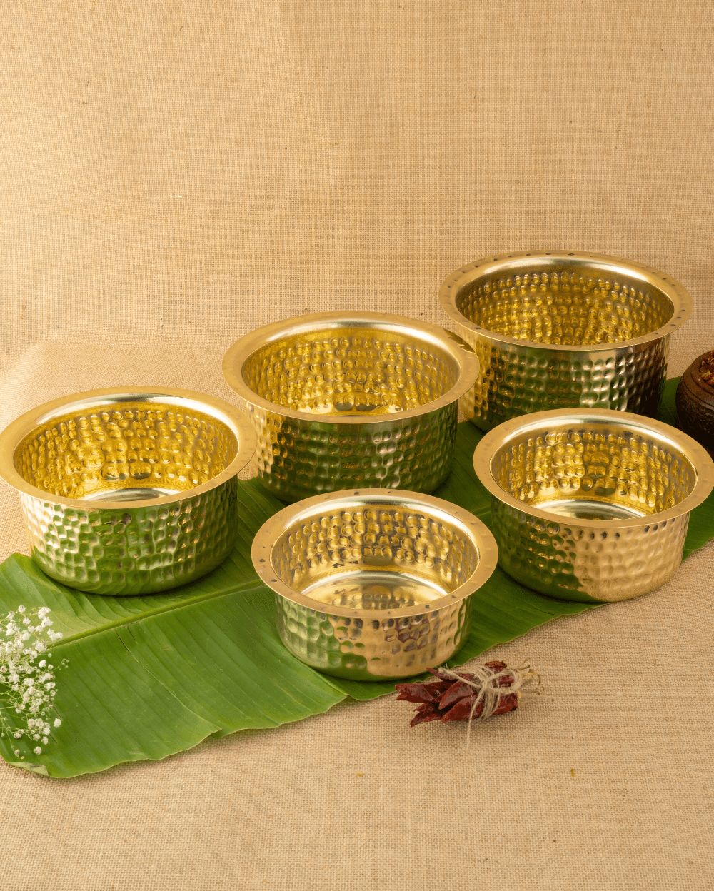 Brass Sterling Hammered Cooking Pot/Tope Set