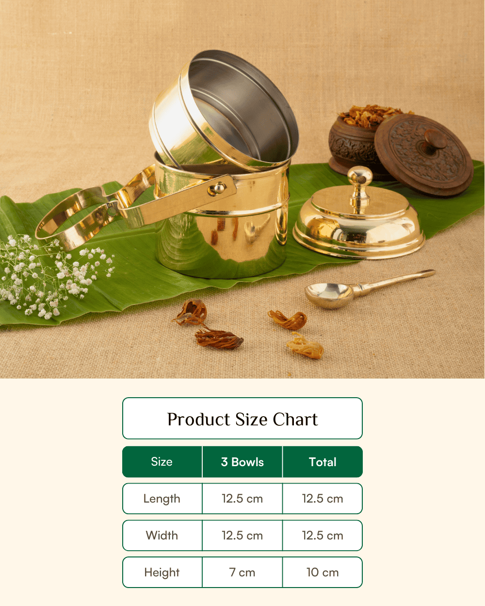 Brass Sterling Tiffin with Spoon Tin Coated