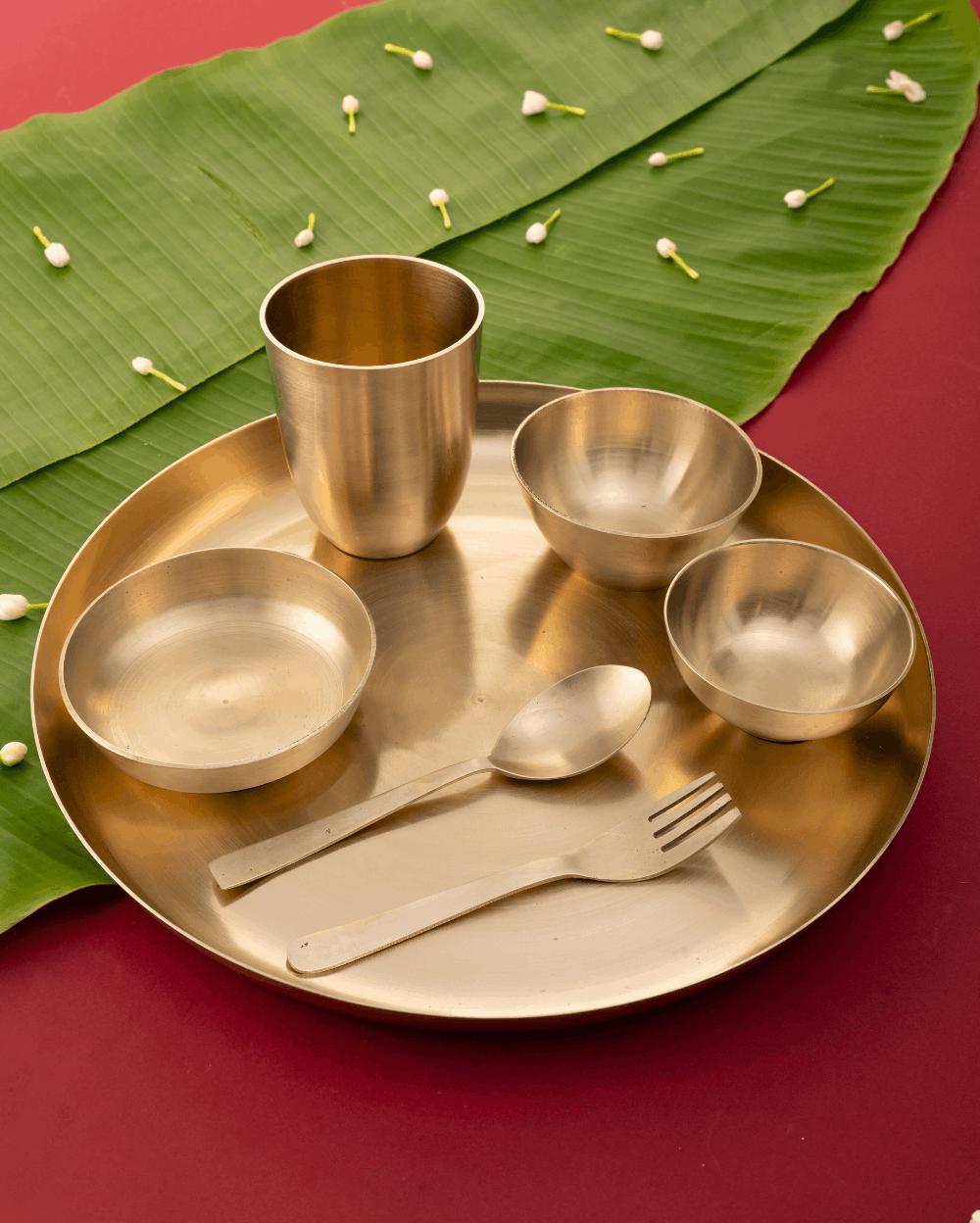 Authentic Bronze Monarch Thali/Dinner Set Matt