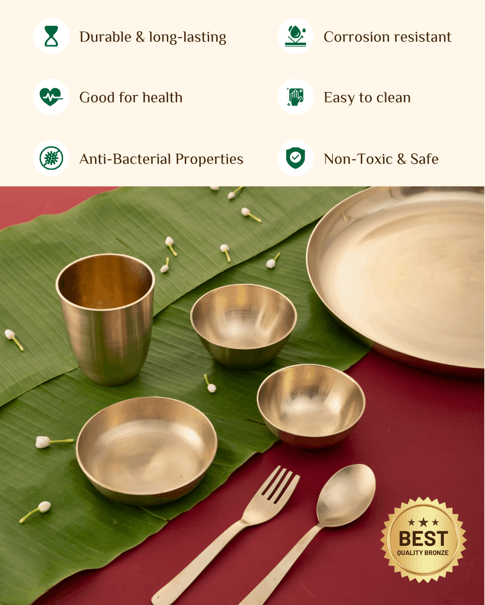 Benefits Of Bronze Monarch Thali/Dinner Set Matt