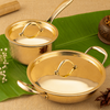 Premium Brass Cookware Combo – Brass Robust Kadai + Brass Robust Saucepan (Tin Coated with Lid)