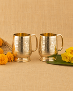 Luxury Brass small Mug Combo – Handcrafted Engraved Set of 2