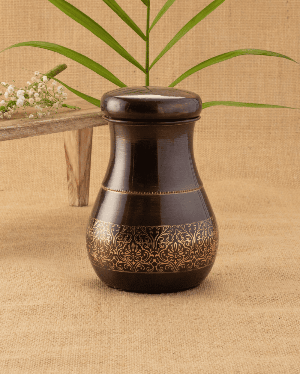 Copper Acute Bedroom Jar Vintage Engraved