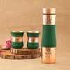 Copper Alpha Bottle Green Color Coated with 2 Pcs Glass