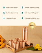 Benefits Of Copper Crest Glass 4 Pcs Set + Premium Bottle 980ml Ltr with Teakwood Tray
