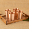 Copper Crest Glass 4 Pcs Set with Teakwood Tray