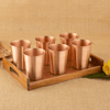 Copper Crest Glass 6 Pcs Set with Teakwood Tray