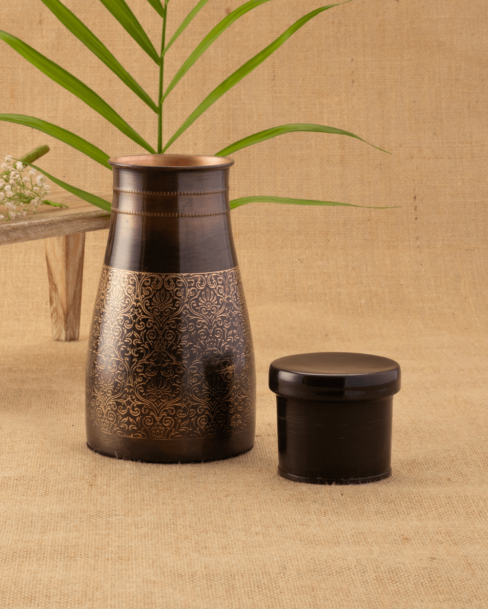 Pure Copper Curved Vintage Engraved Bedroom Jar