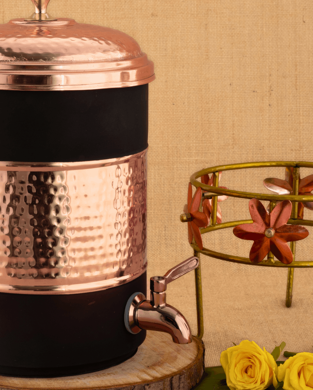 Authentic Copper Heritage Matka Black Color Coated with Stand