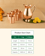 Premium Copper Maharani Jug with Crest Glass 6 Pcs