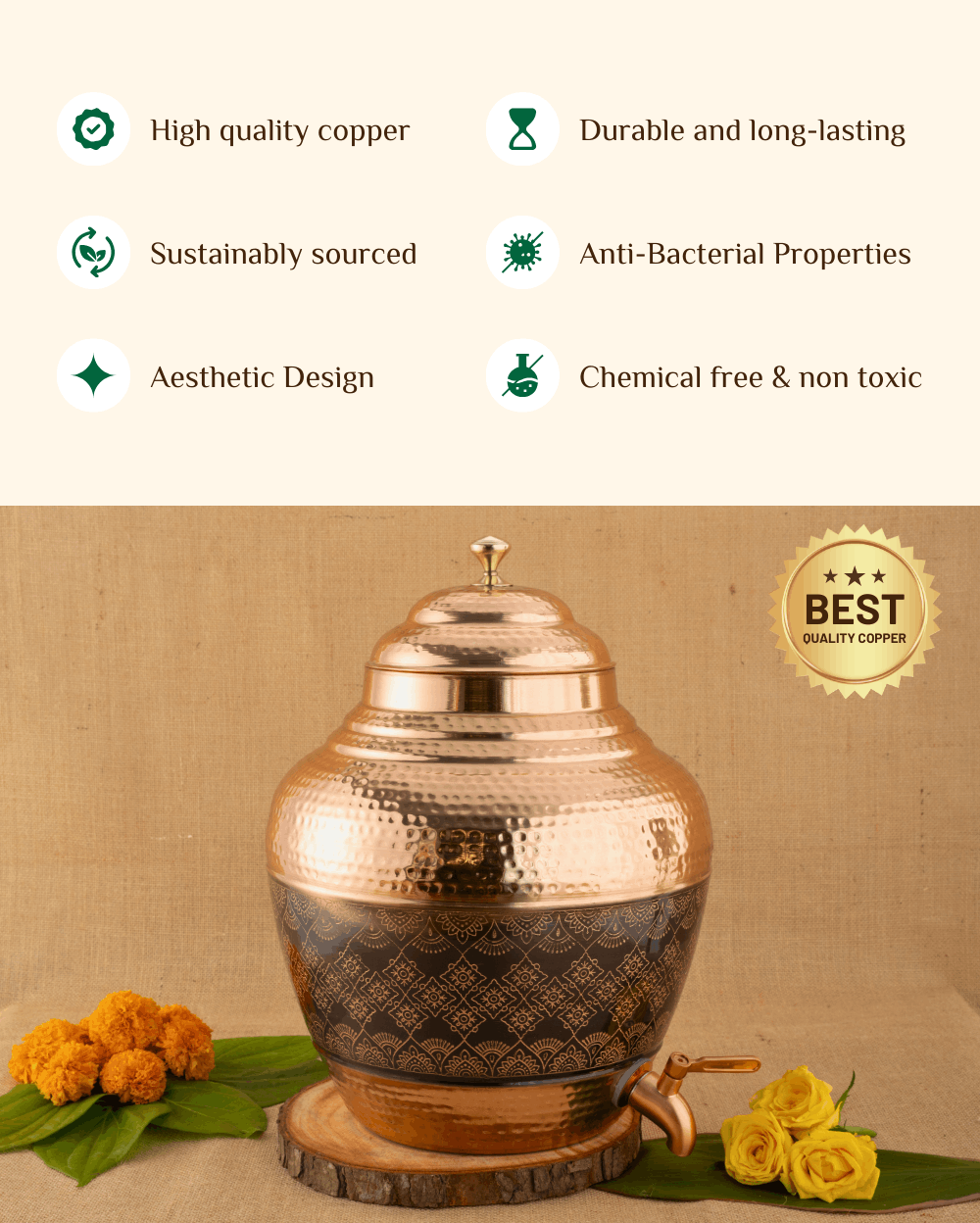 Benefits Of Copper Rajwadi Matka Engraved