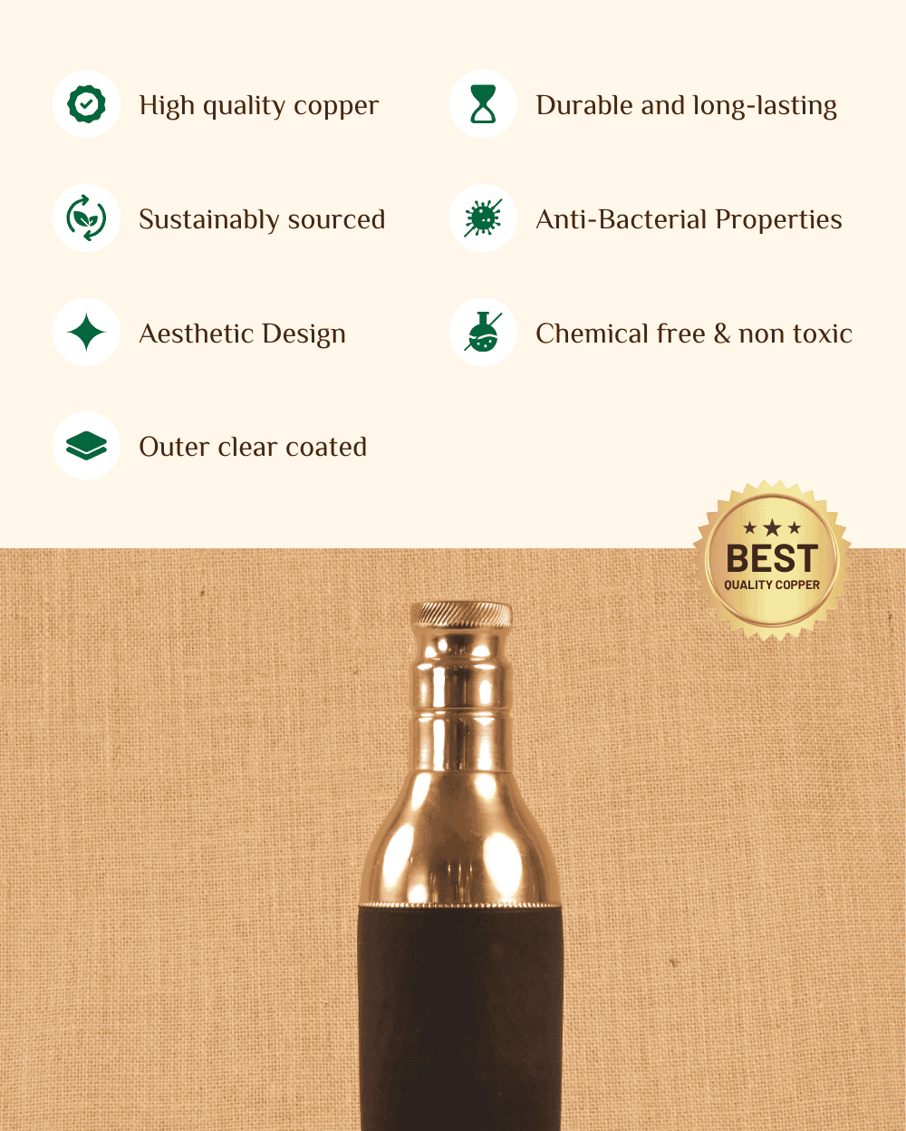 Benefits of Copper Signature Bottle Black Color Coated (980ml)
