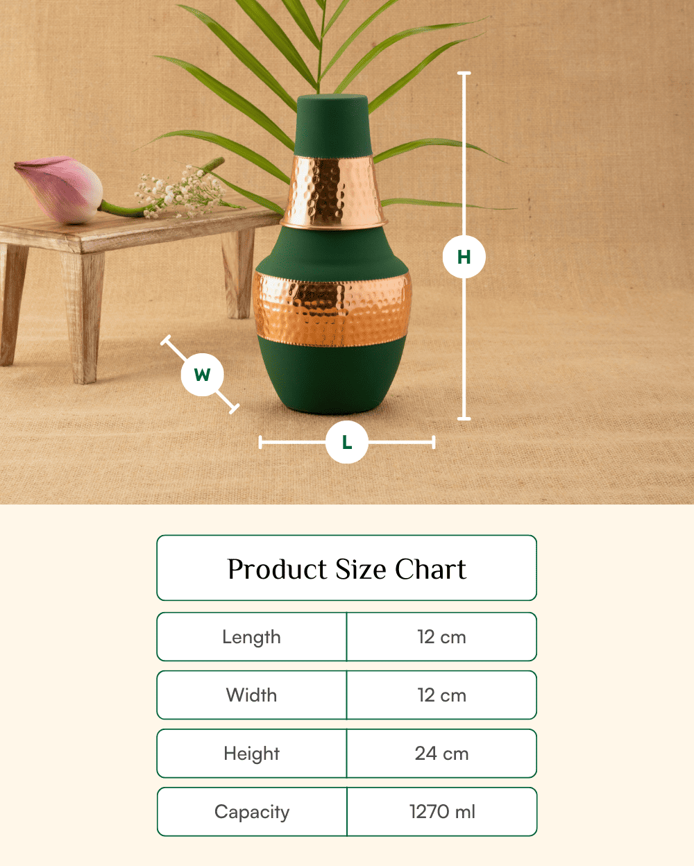 Premium Copper Tiara Bedroom Jar Green