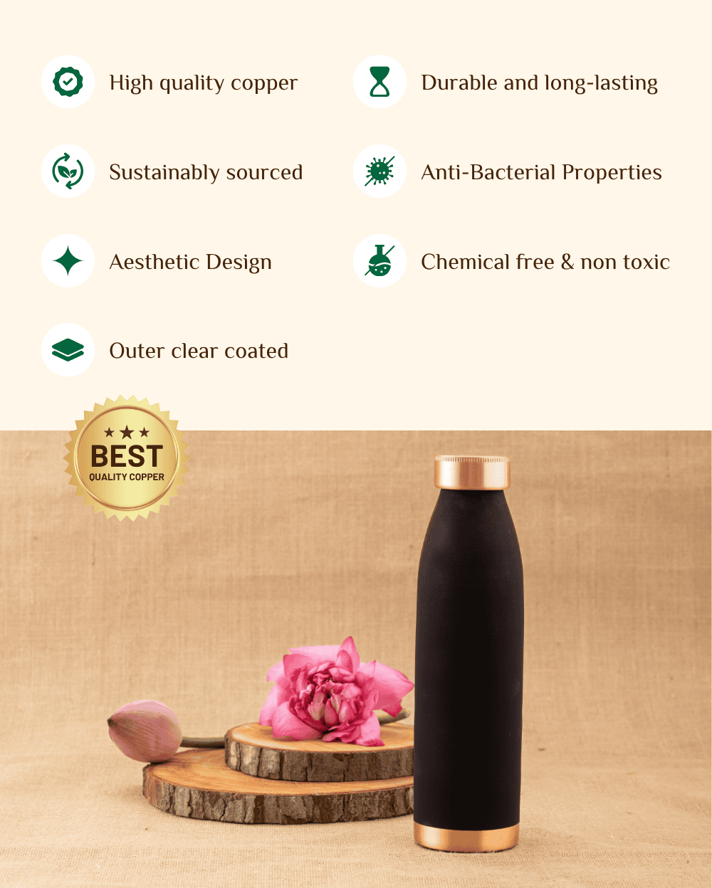 Benefits of Copper Tiara Bottle Black Color Coated