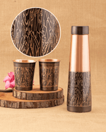 Pure Copper Tower Bottle Engrawed with 2 Pcs Glass
