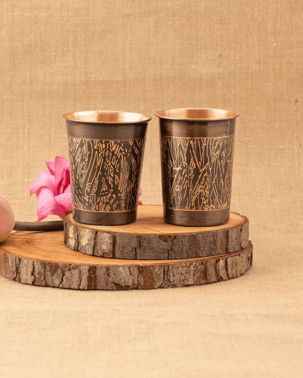 Copper Tower Bottle Engrawed with 2 Pcs Glass